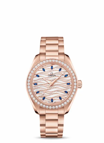 Omega Seamaster Aqua Terra 150M Master Chronometer 34 Sedna Gold / Diamond / Wave Sapphire / Bracelet 220.55.34.20.99.005 (22055342099005)